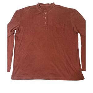 Men henley long sleeve textured tee t-shirt L